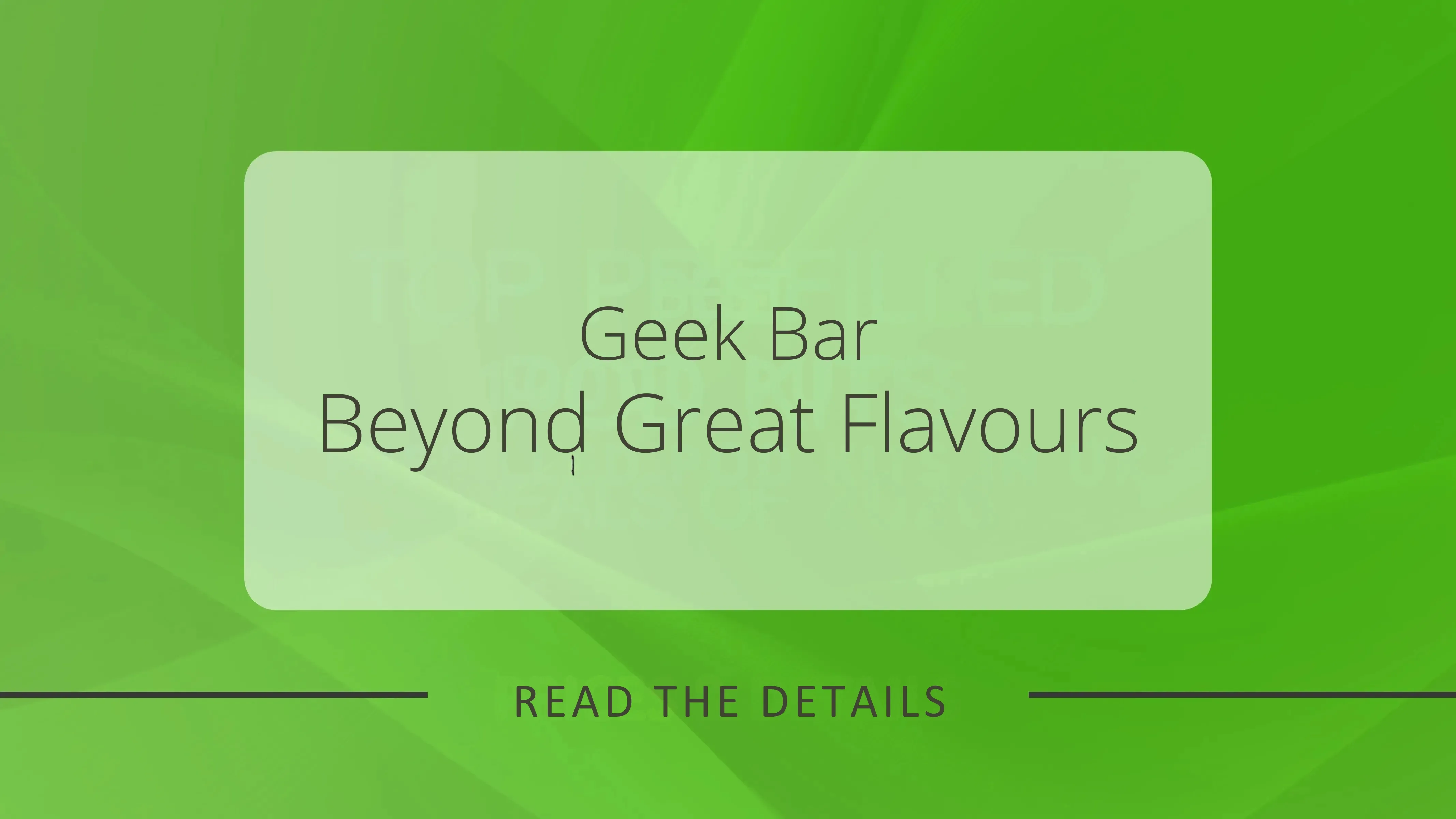 Geek Bar Beyond Great Flavours