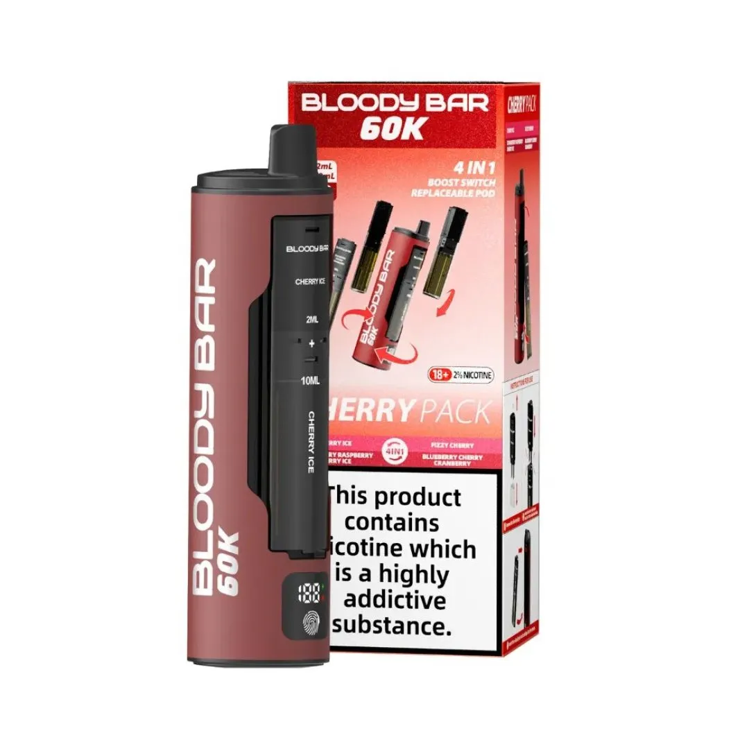Box of 5 / Box of 10 Bloody Bar 60K Puffs Prefilled Pod Kit
