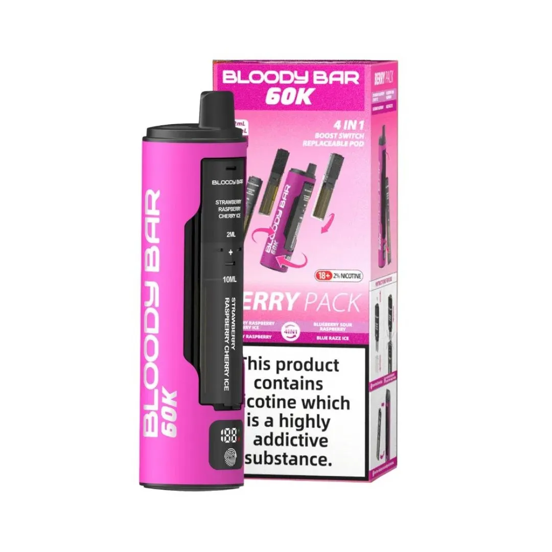 Box of 5 / Box of 10 Bloody Bar 60K Puffs Prefilled Pod Kit
