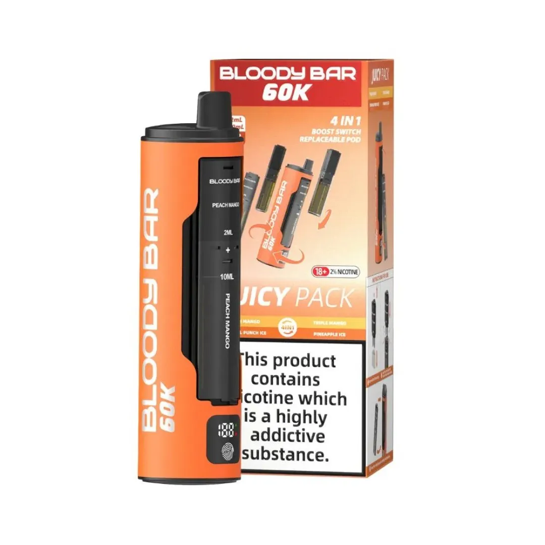 Box of 5 / Box of 10 Bloody Bar 60K Puffs Prefilled Pod Kit