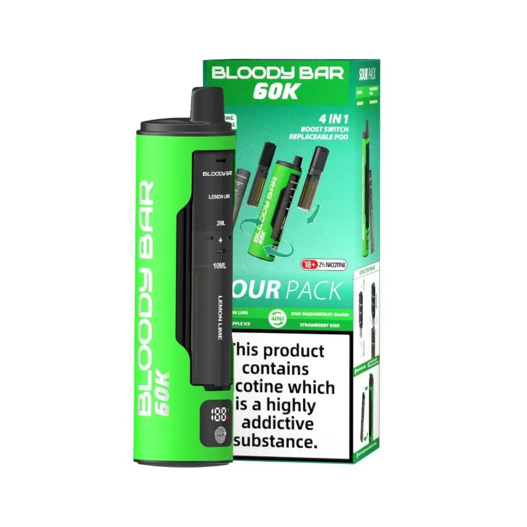 Box of 5 / Box of 10 Bloody Bar 60K Puffs Prefilled Pod Kit