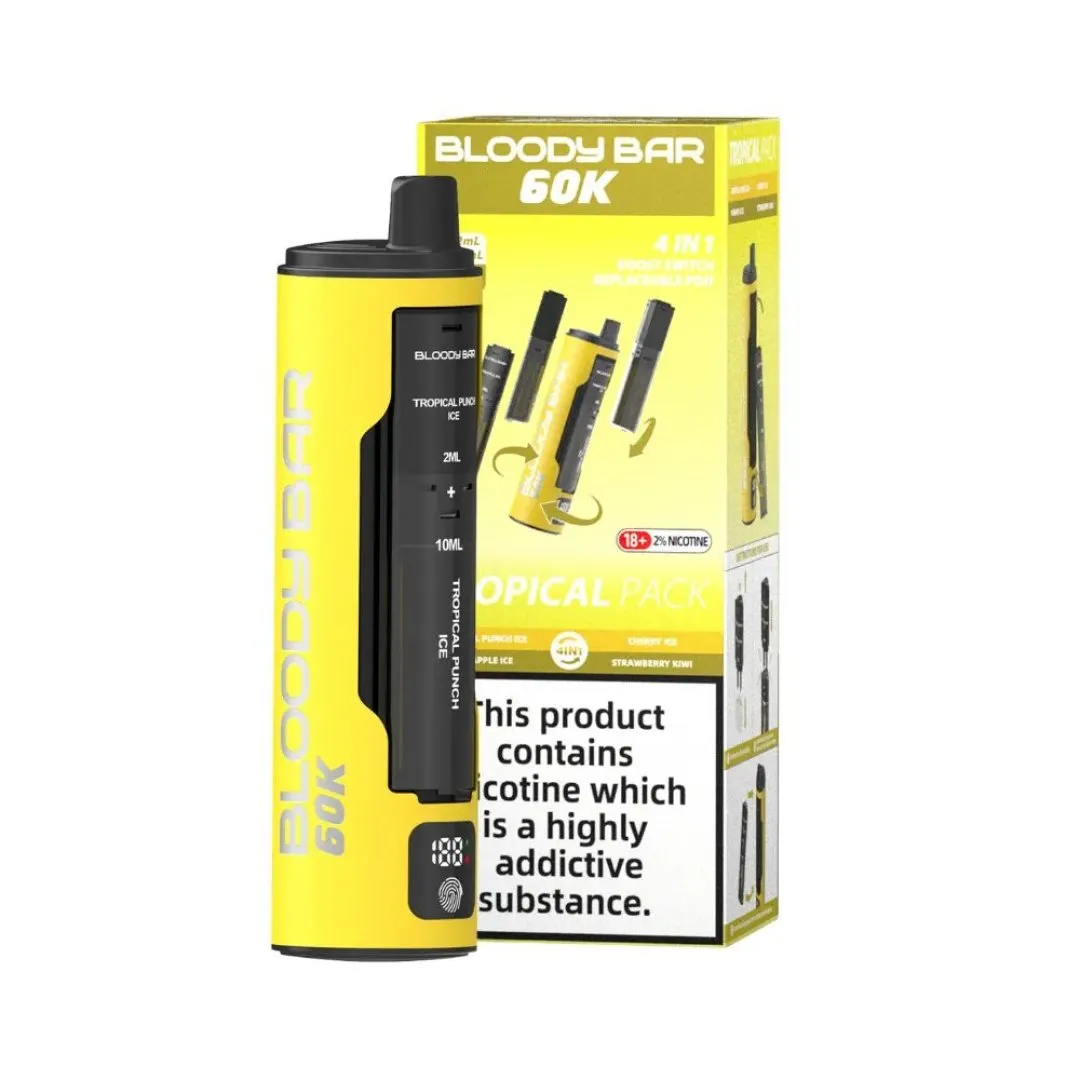 Box of 5 / Box of 10 Bloody Bar 60K Puffs Prefilled Pod Kit