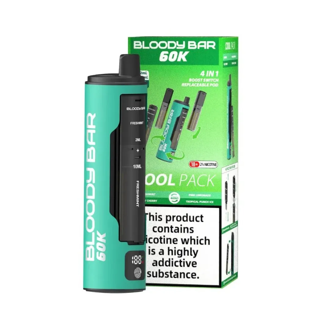 Box of 5 / Box of 10 Bloody Bar 60K Puffs Prefilled Pod Kit