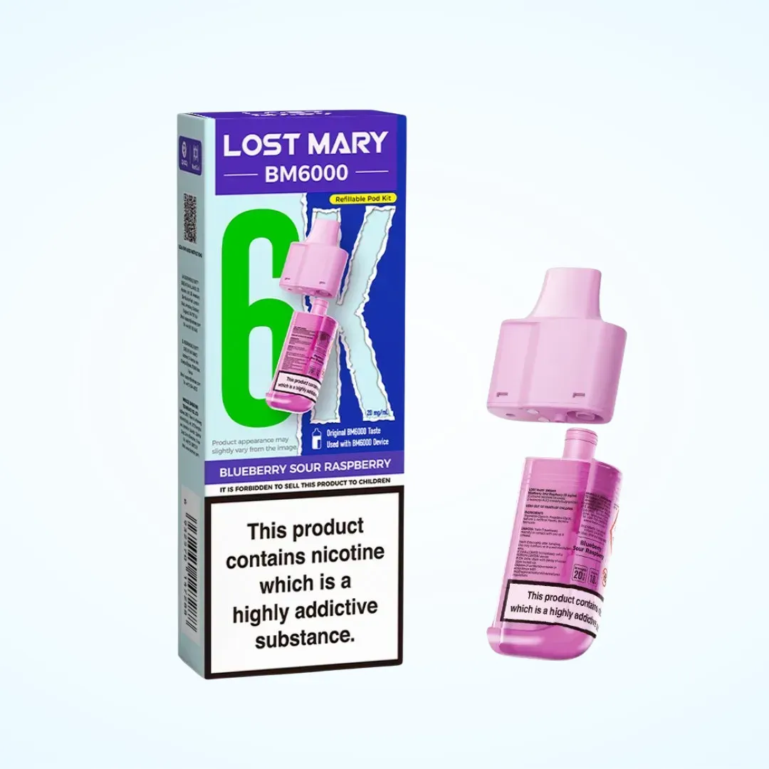Blueberry Sour Raspberry Lost Mary BM6000 Refill Pack Pod