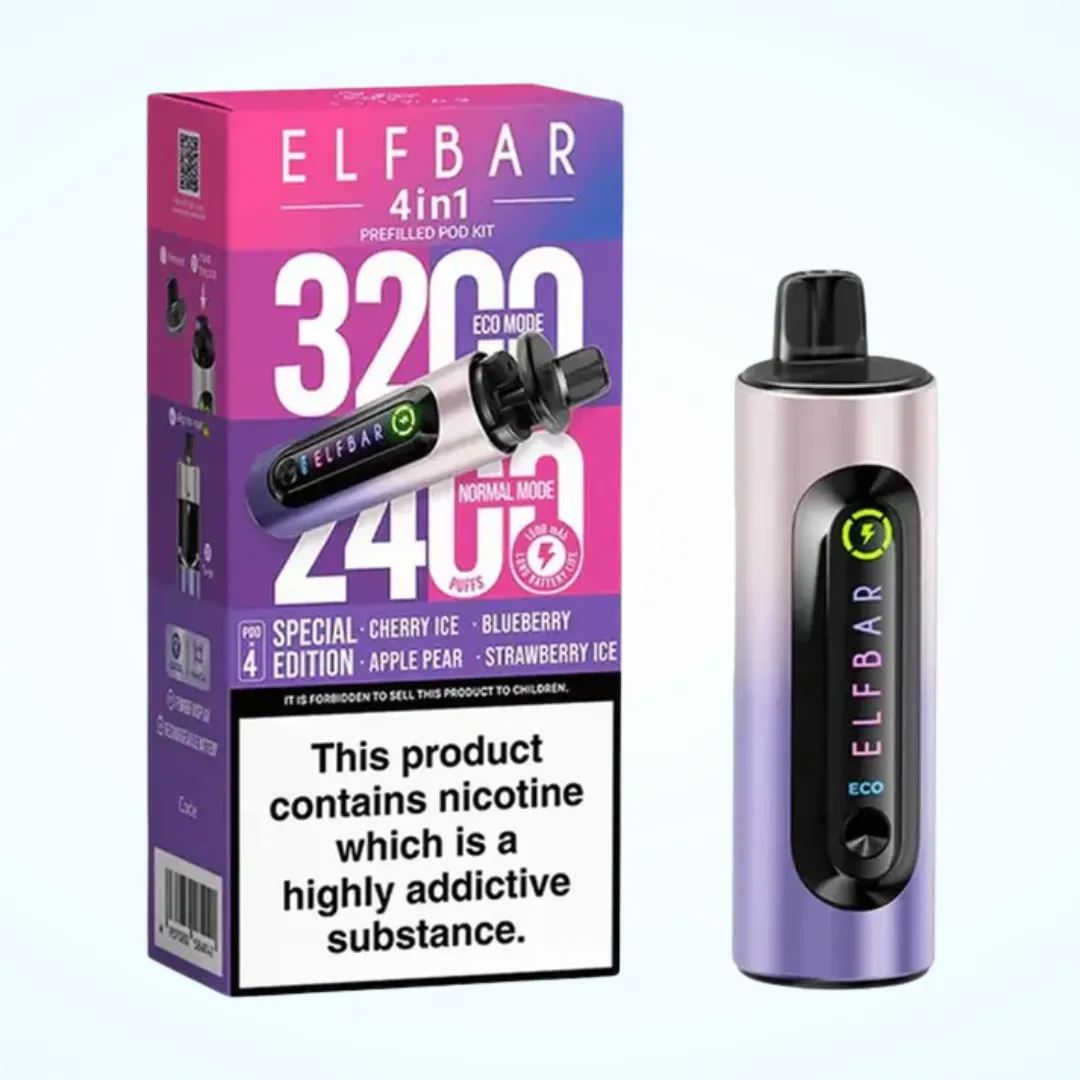 Elf Bar 4 in 1 3200 Puffs Prefilled Pod Kit | Only £7.49 | Any 3 for £20