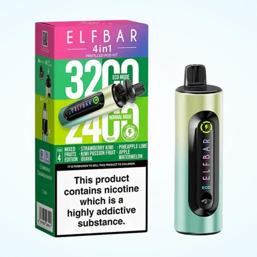Elf Bar 4 in 1 3200 Puffs Prefilled Pod Kit | Only £7.49 | Any 3 for £20