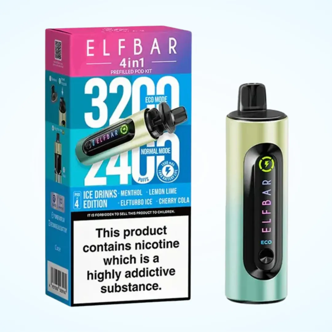 Elf Bar 4 in 1 3200 Puffs Prefilled Pod Kit | Only £7.49 | Any 3 for £20
