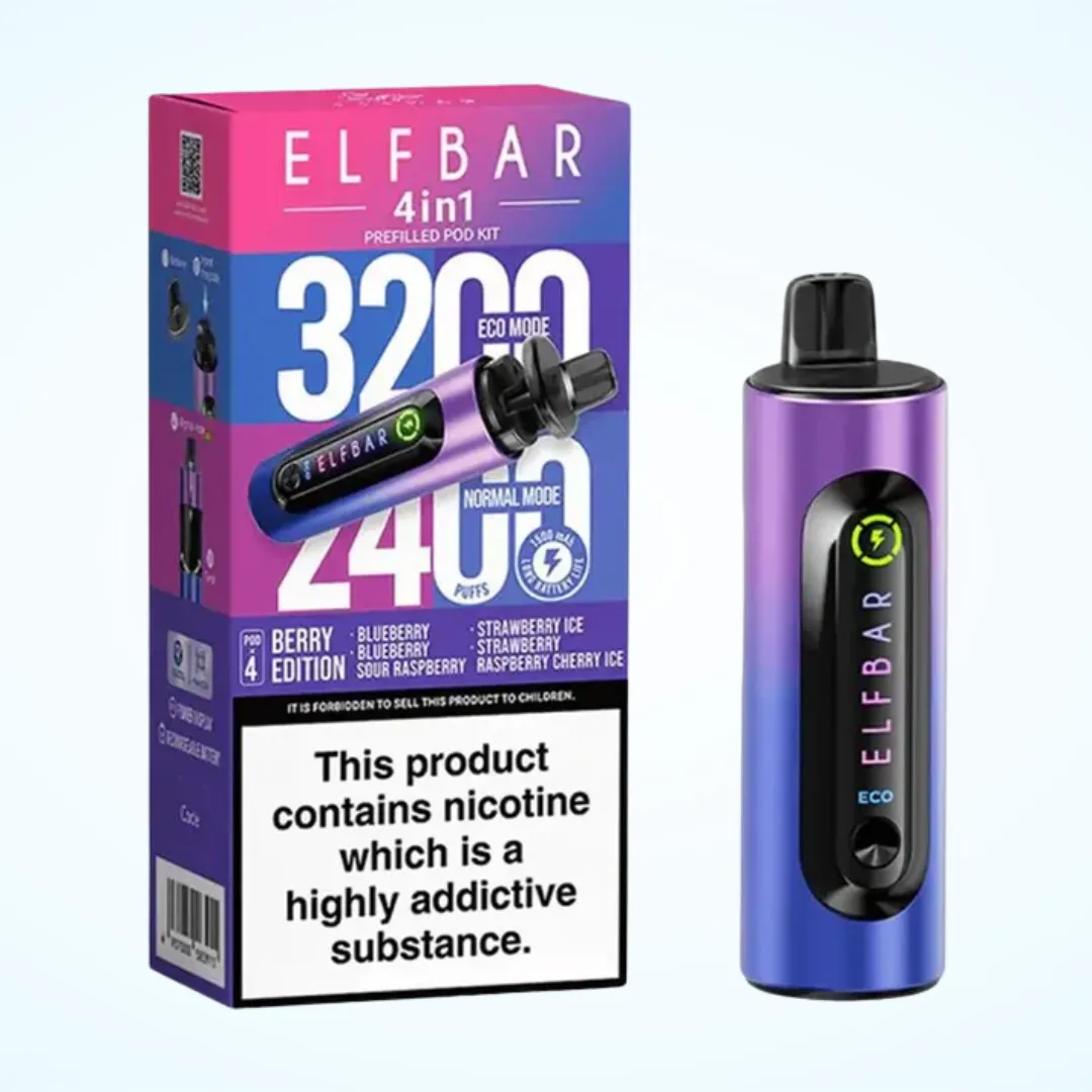 Elf Bar 4 in 1 3200 Puffs Prefilled Pod Kit | Only £7.49 | Any 3 for £20