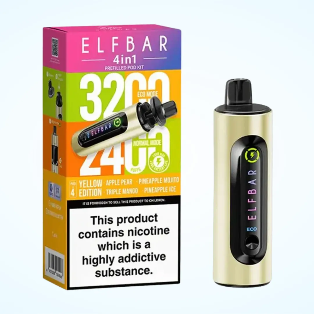 Elf Bar 4 in 1 3200 Puffs Prefilled Pod Kit | Only £7.49 | Any 3 for £20