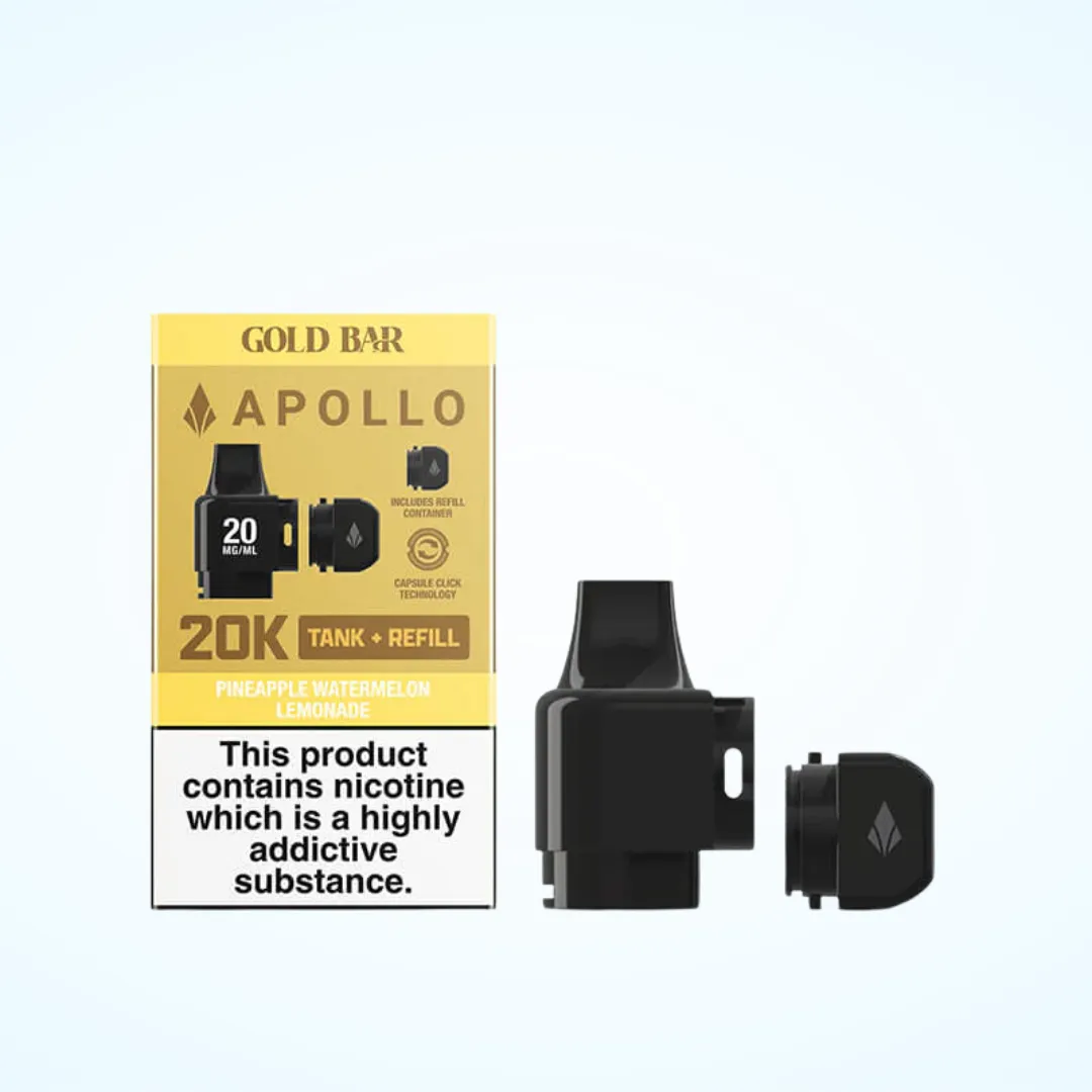Gold Bar Apollo 20K Tank and Refill Pod | Only £4.99 | Buy 3 for £14