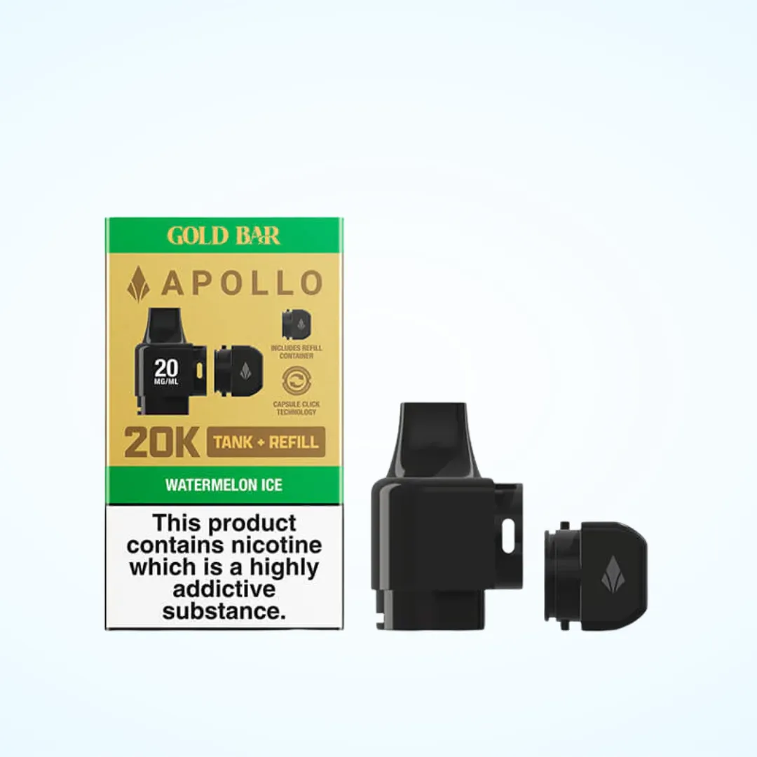 Gold Bar Apollo 20K Tank and Refill Pod | Only £4.99 | Buy 3 for £14
