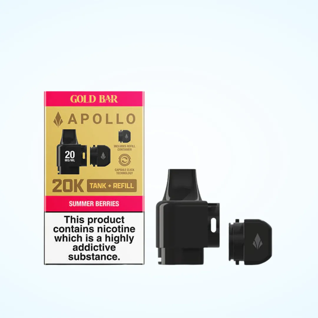Gold Bar Apollo 20K Tank and Refill Pod | Only £4.99 | Buy 3 for £14
