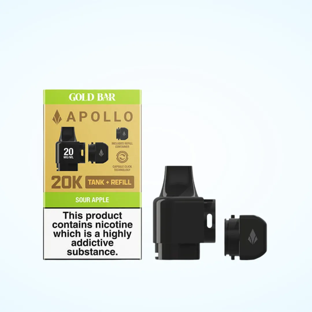 Gold Bar Apollo 20K Tank and Refill Pod | Only £4.99 | Buy 3 for £14