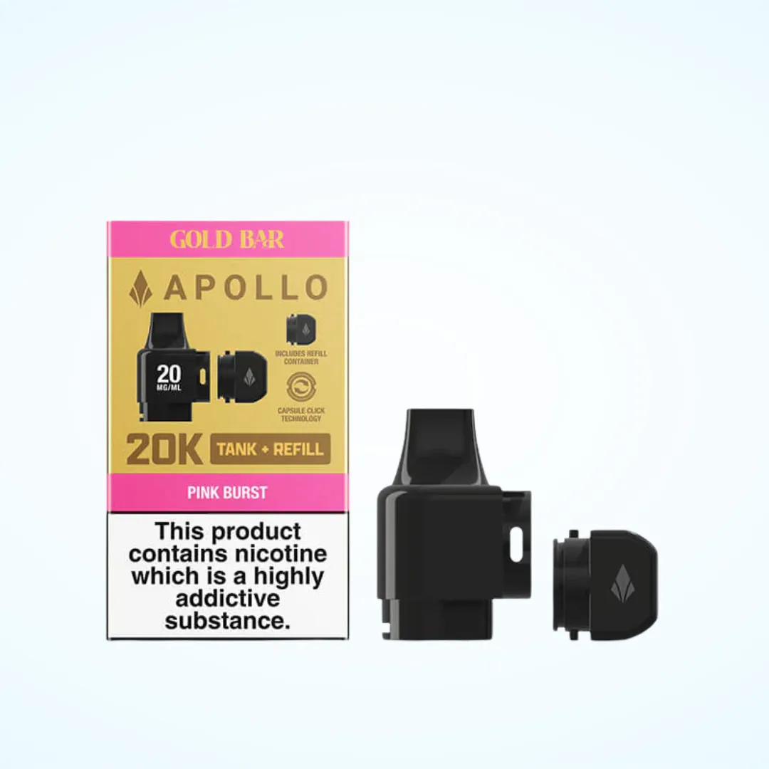 Gold Bar Apollo 20K Tank and Refill Pod | Only £4.99 | Buy 3 for £14