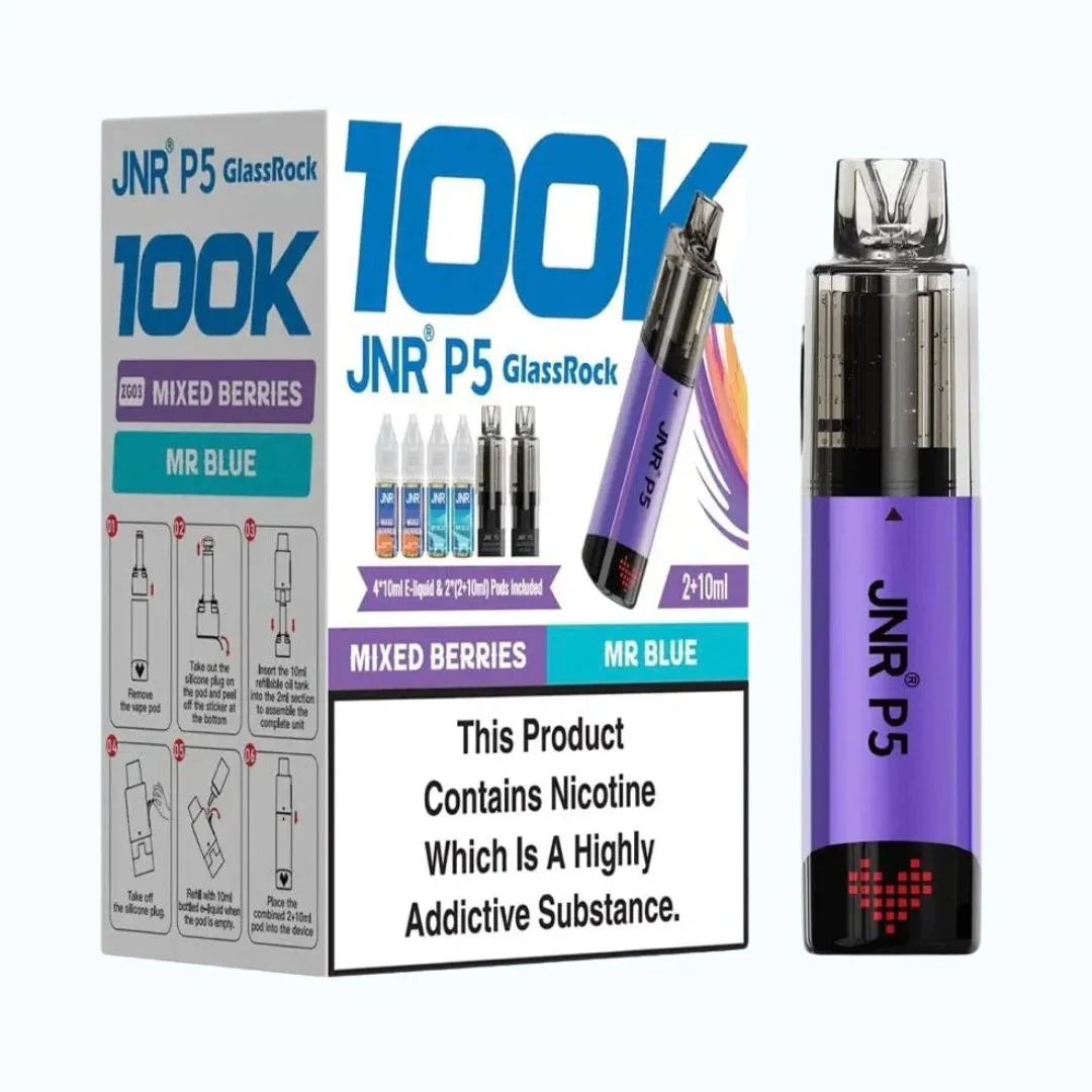 JNR P5 Glassrock 100K Puffs Refillable Pod Kit | Only £29.99 | Any 2 for £39.99
