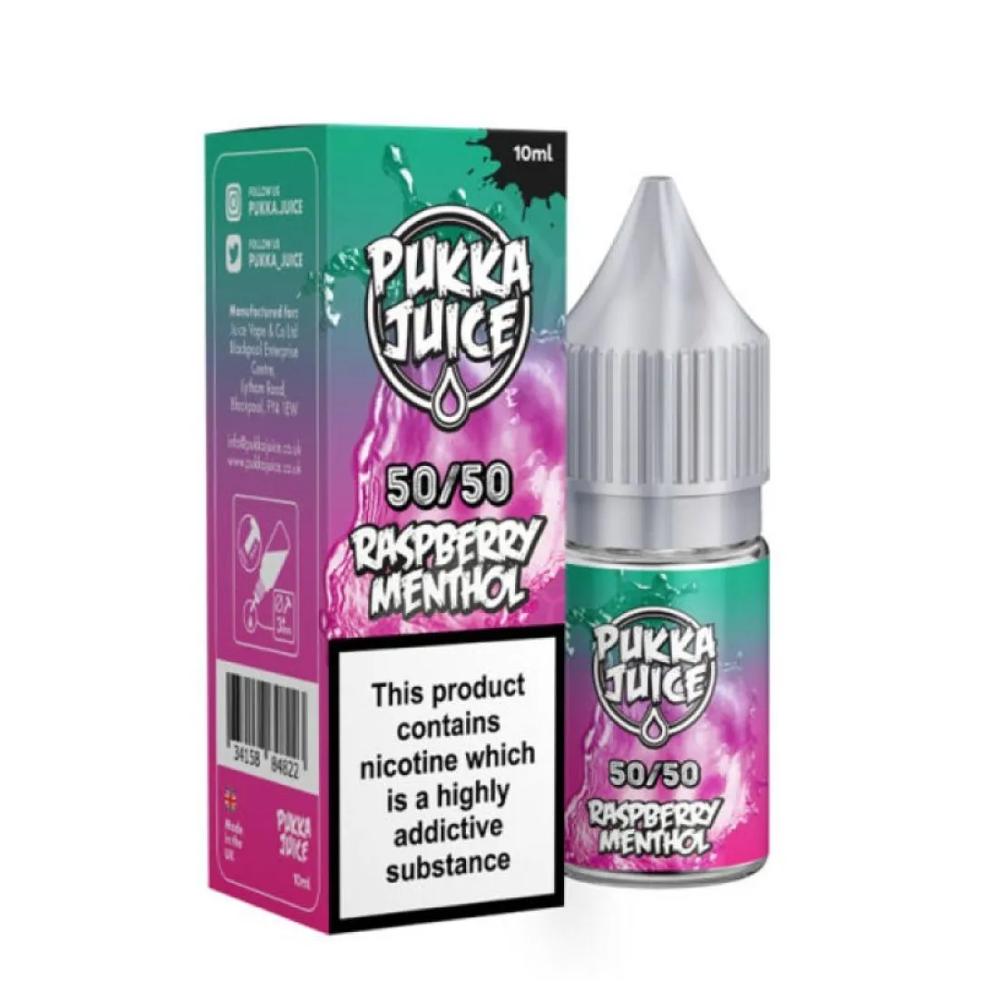 Raspberry Menthol Nic Salt E-Liquid by Pukka Juice 50/50