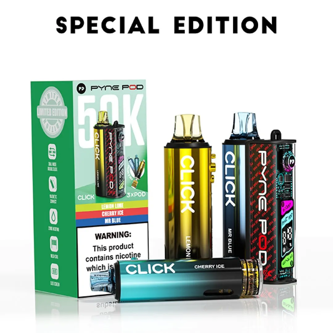 Pyne Pod Click 50K Puffs Prefilled Pod Kit (CONTAINS 3 PODS) | Only £14.99 | Any 3 for £36
