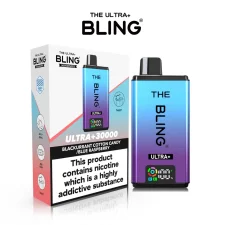 Blackcurrant Cotton Candy/Blue Raspberry The Bling Ultra Plus 30000+ Puffs Prefilled Pod Kit | Only £11.99 | Any 3 for £34