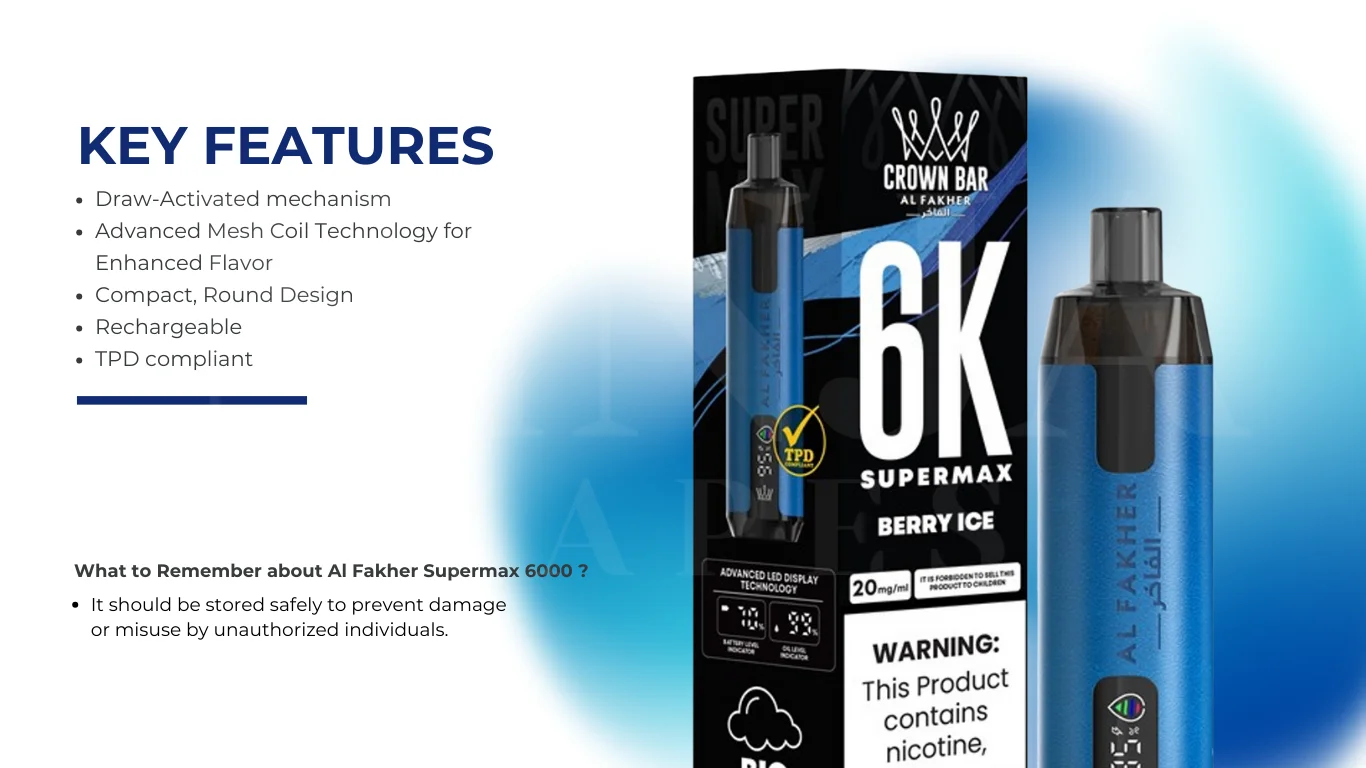 Al Fakher Supermax 6000 Puffs Key Features