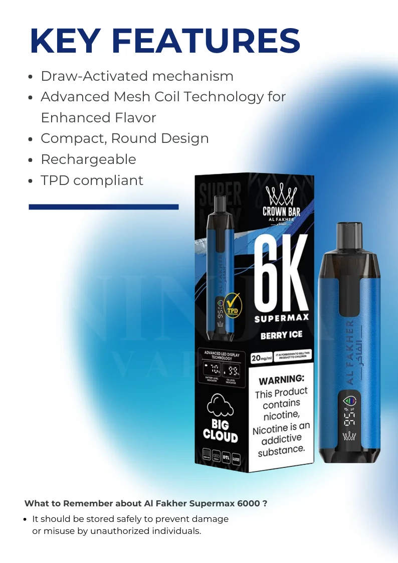 Al Fakher Supermax 6000 Puffs Key Features