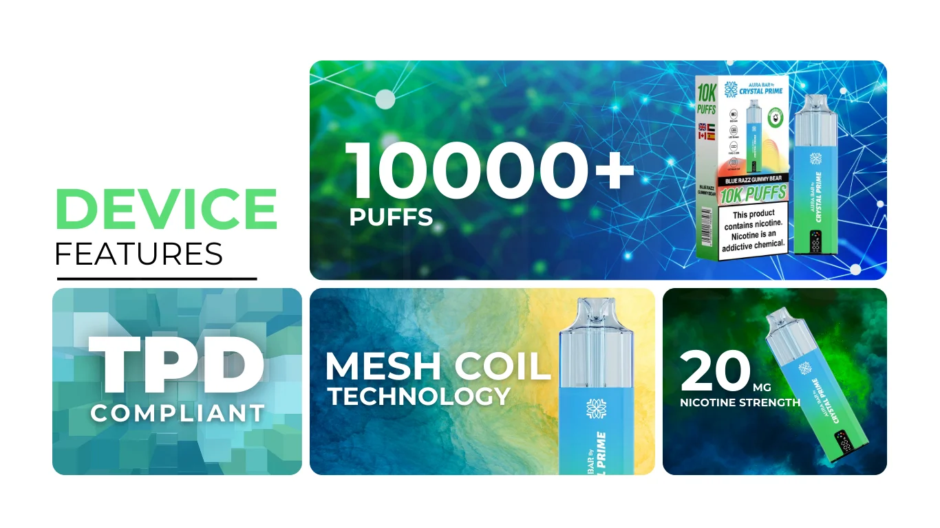 Crystal Prime 10000 Puffs Vape Key Features