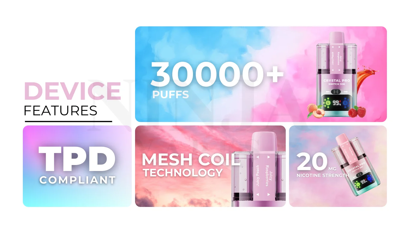 Crystal Pro Switch 30K Vape Kit Key Features