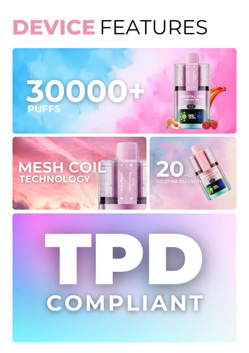 Crystal Pro Switch 30K Vape Kit Key Features