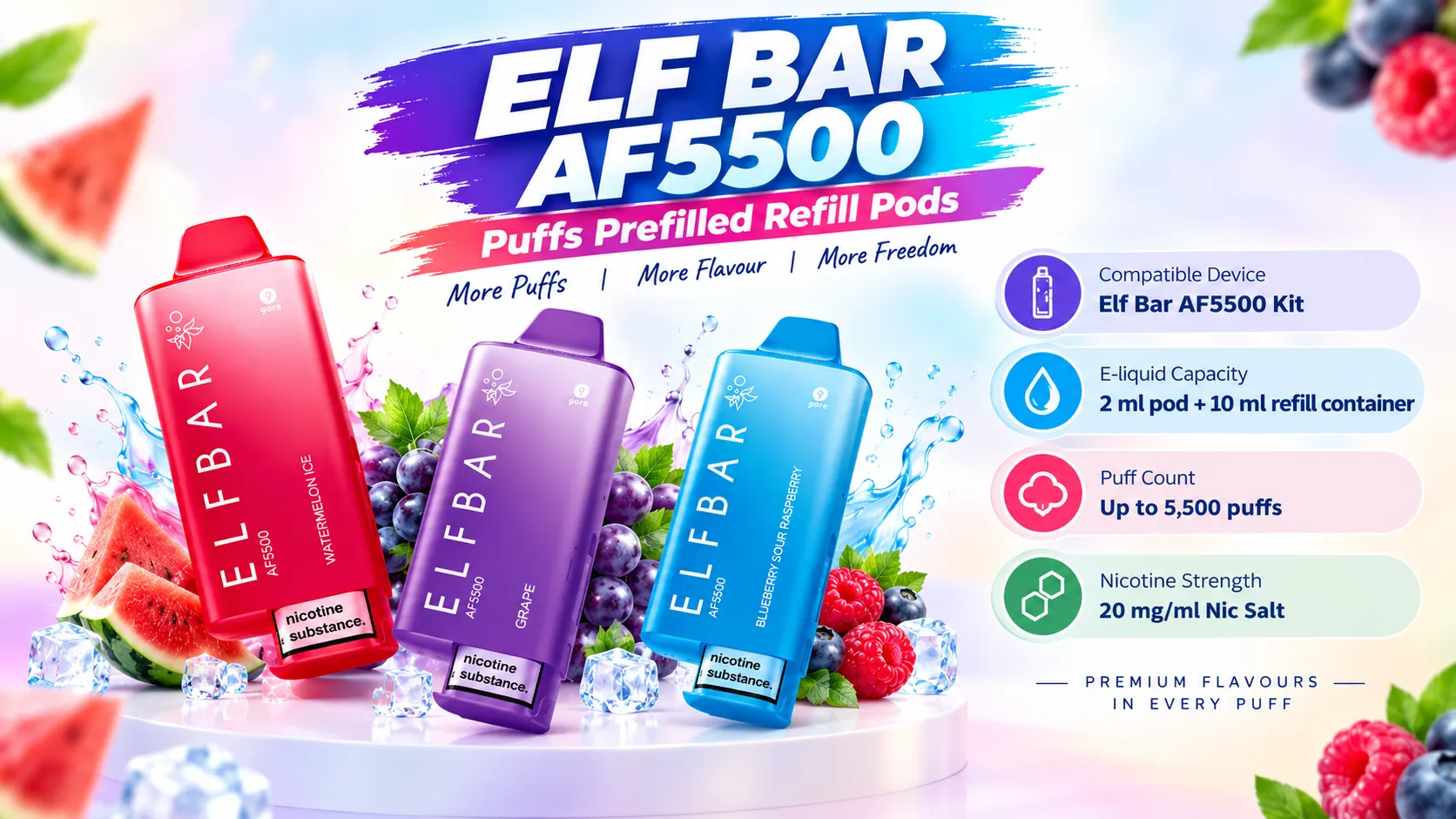 Elf Bar AF5500 Puffs Prefilled Refill Pods