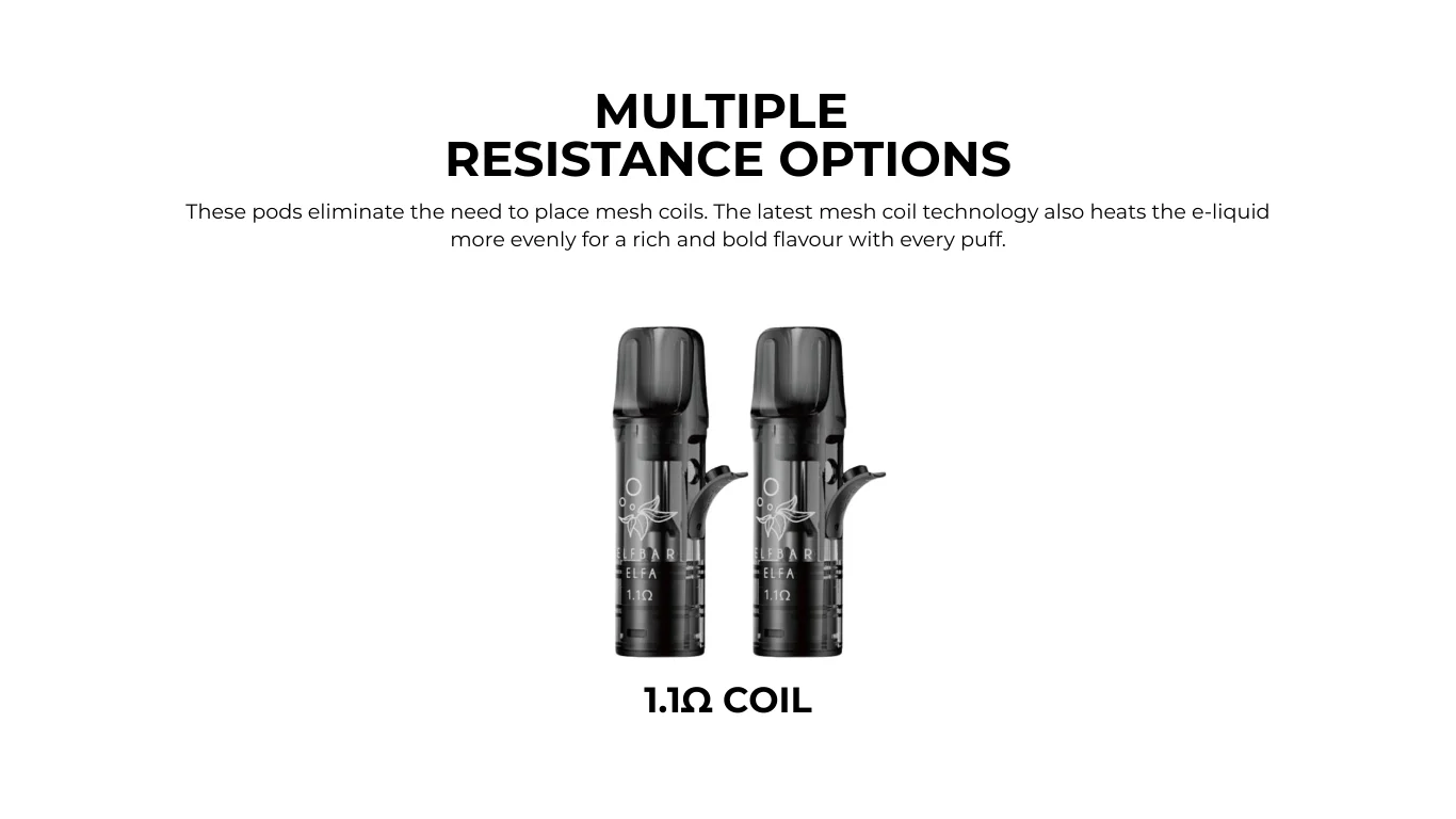 Elfa Pro Prefilled Pods Resistance Options
