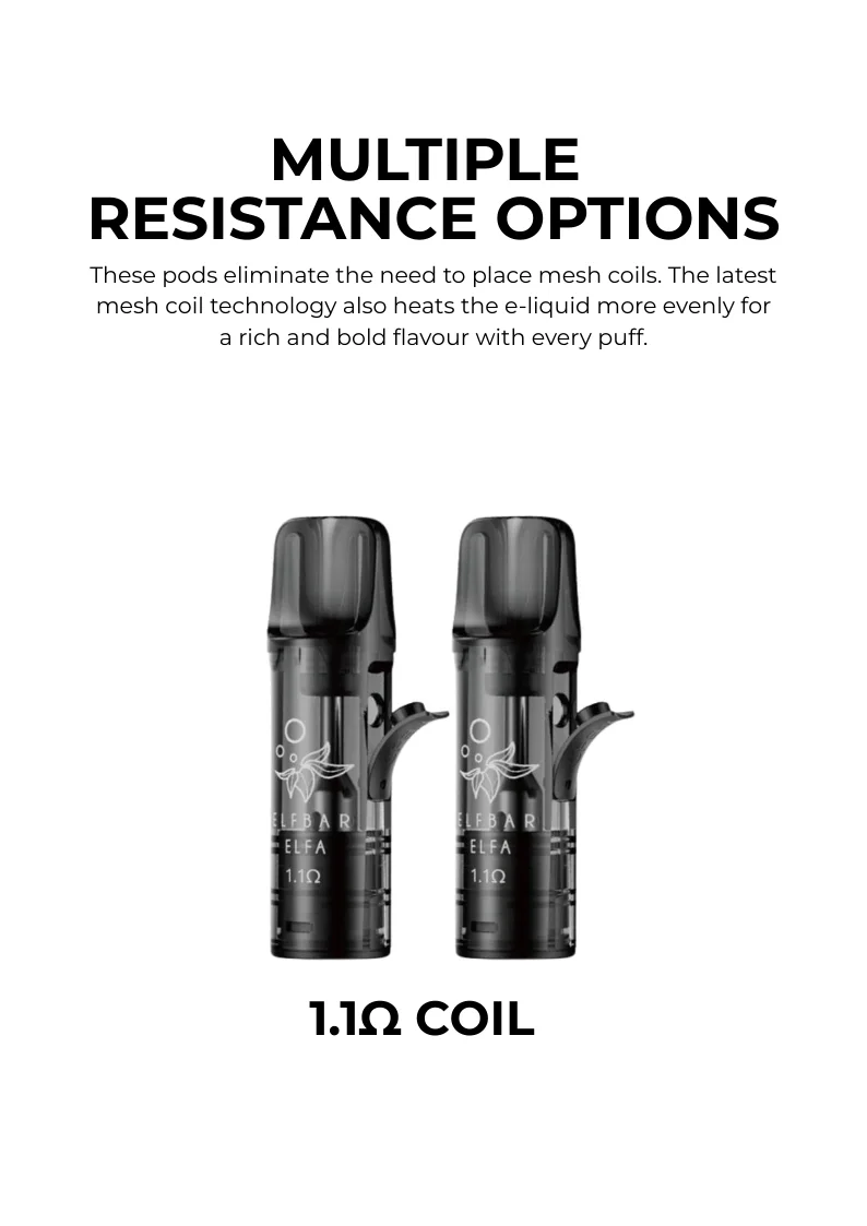 Elfa Pro Prefilled Pods Resistance Options