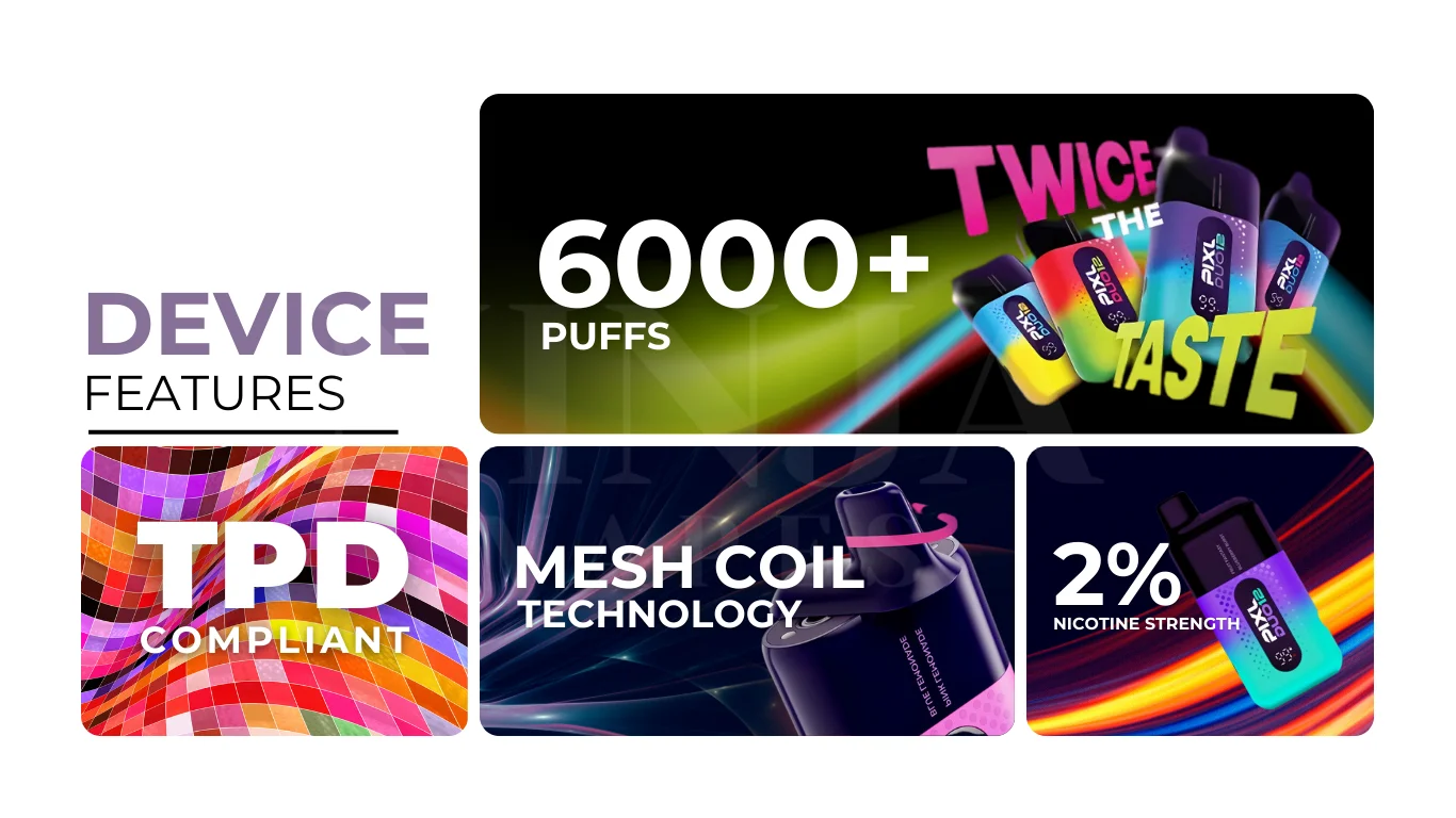 Features of PIXL Duo 12 6000 Puffs Vape