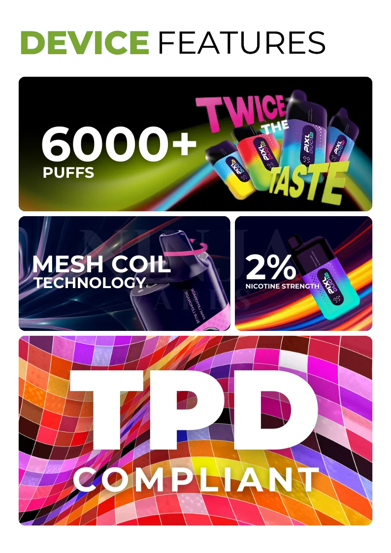 Features of PIXL Duo 12 6000 Puffs Vape