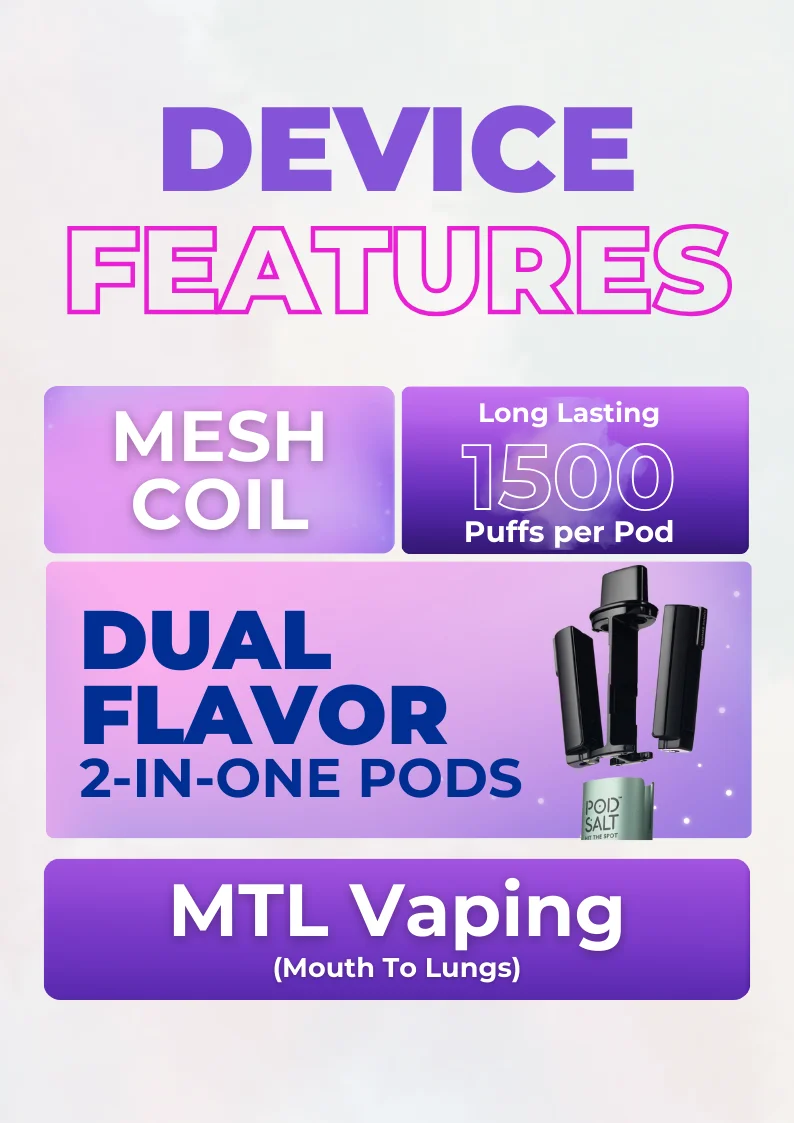 Features of pod salt pyne pod 2-in-one pods