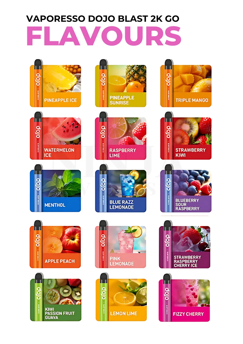Flavor Options for Vaporesso Dojo Blast 2000 Puffs Go Pod Kit