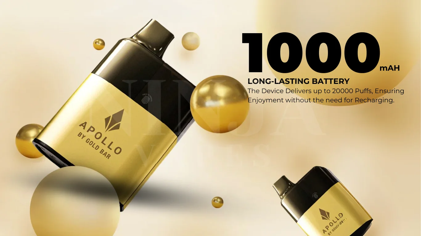 Gold Bar Apollo 20000 Puffs 1000 mAH Battery