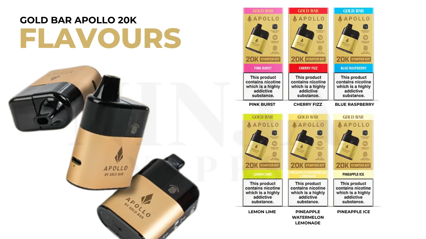 Gold Bar Apollo 20000 Puffs Pod Vape Kit Flavours