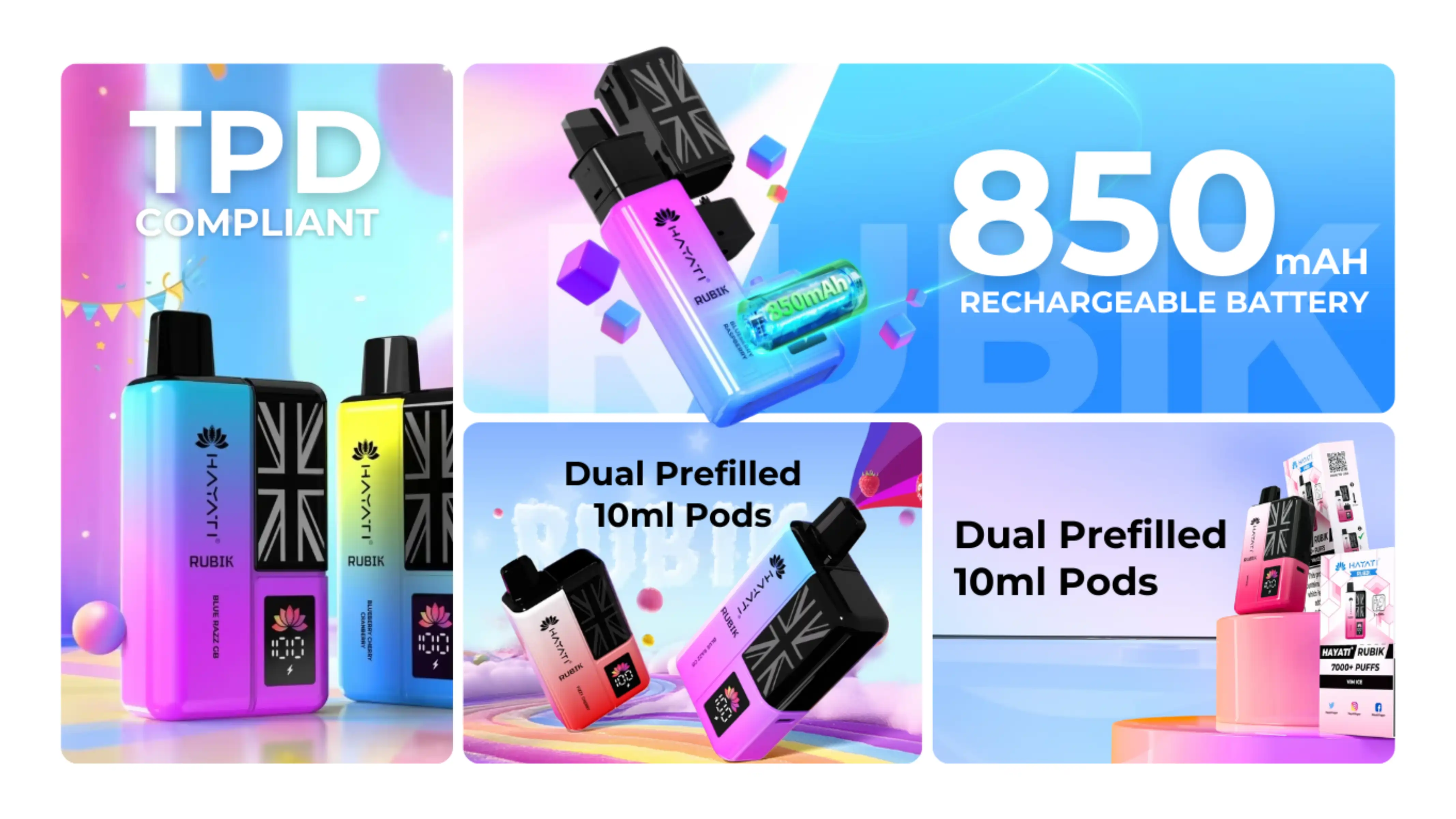 Hayati Rubik 7000 Puffs Prefilled Vape Kit Buy 1 Get 1 Free