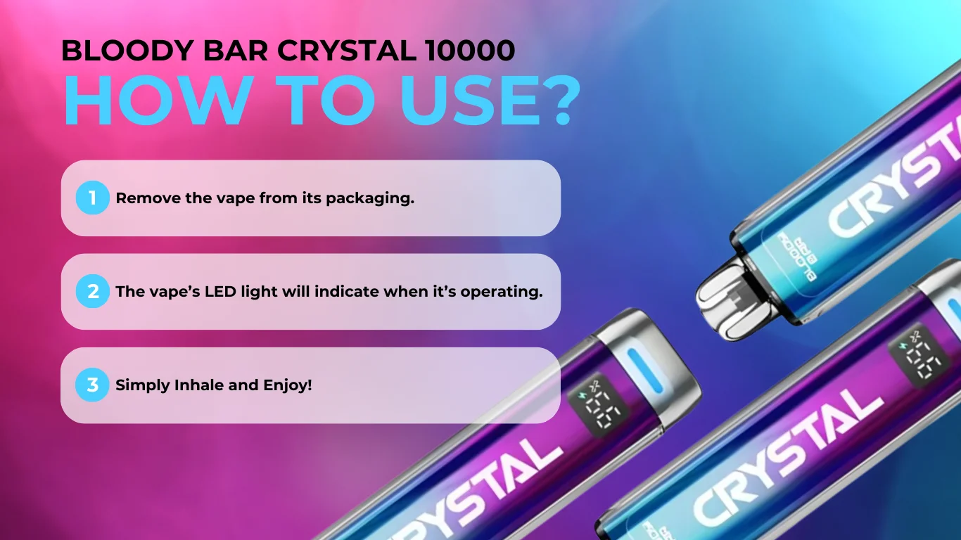 How To Use Bloody Bar Crystal 10k Puffs Vape