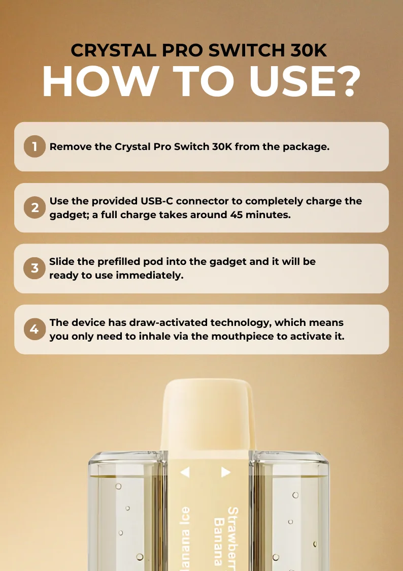 How to Use Crystal Pro Switch 30K Vape Kit