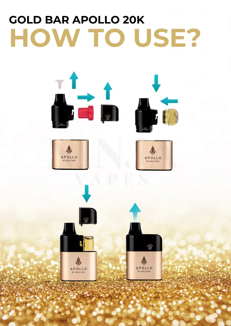 How to Use Gold Bar Apollo 20000 Puffs Pod Vape Kit