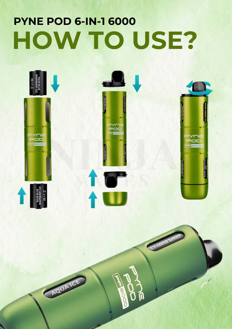 How to use PYNE POD 6-in-1 6000 Puffs Vape Kit