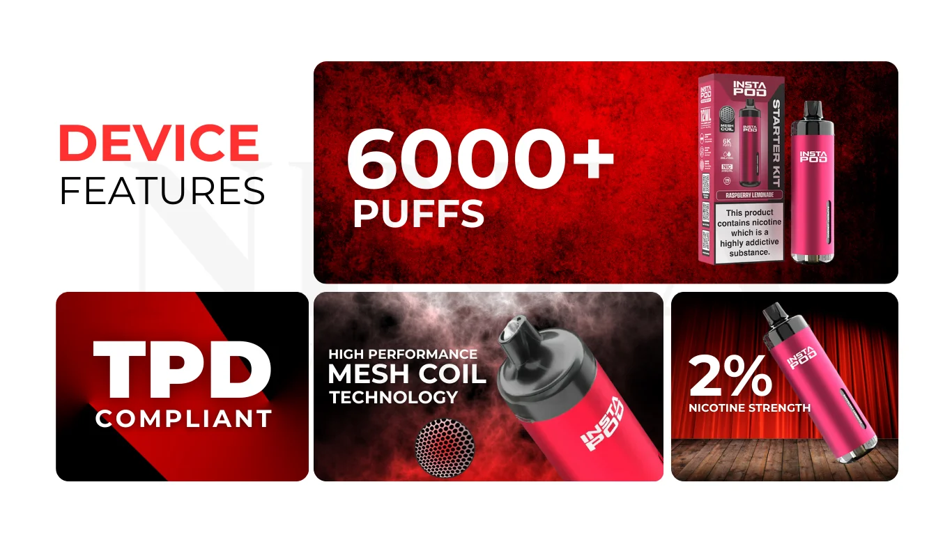 Insta Pod 6000 Puffs Pod Vape Kit Buy 1 Get 1 Free