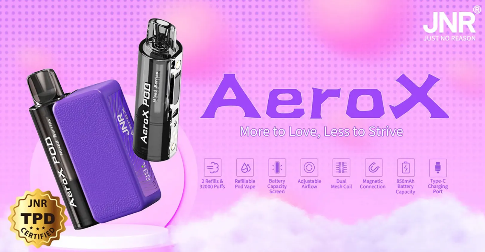 JNR AeroX 32000 Puffs Refillable Pod Kit