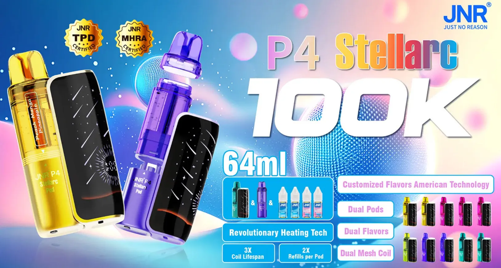 JNR P4 Stellarc 100K Puffs Refillable Pod Kit