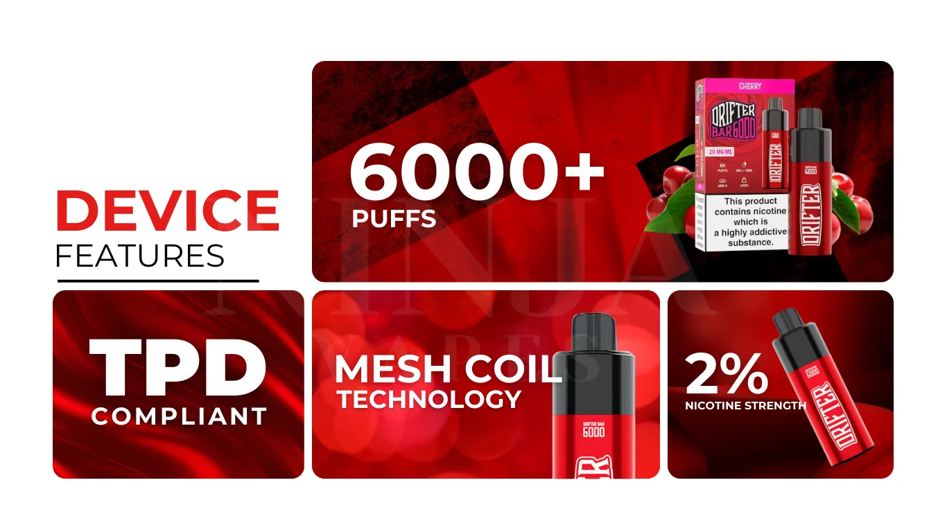 Key Features of Drifter Bar 6000 Puffs
