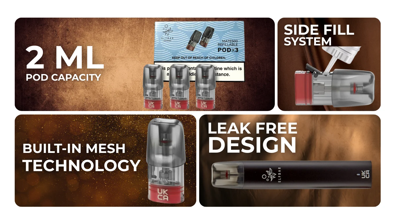 Key Features of ELF Bar Mate Refillable 500 Pods