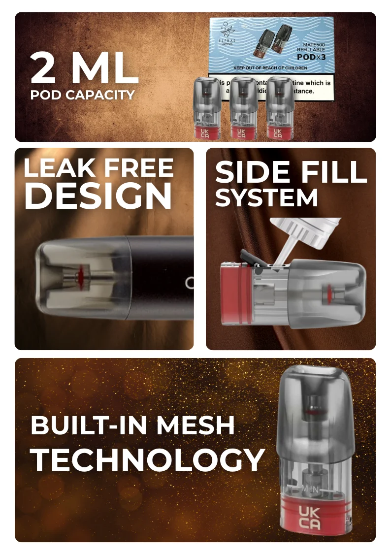 Key Features of ELF Bar Mate Refillable 500 Pods