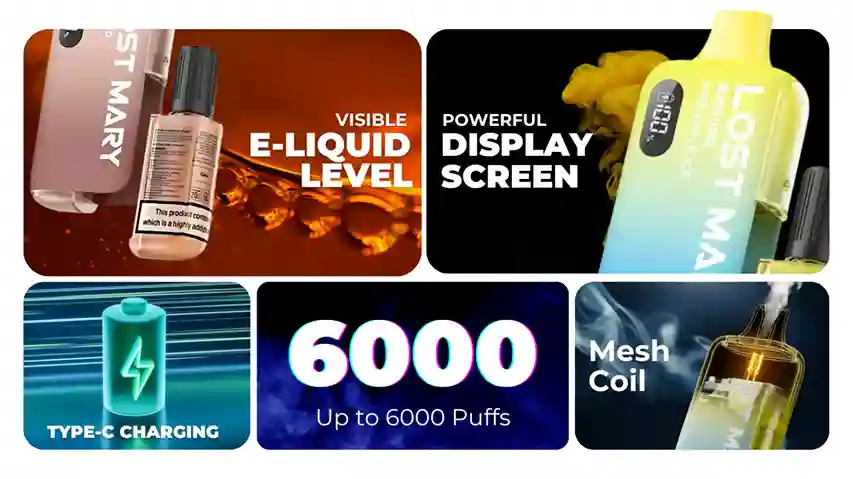 Lost Mary BM6000 OLED battery and liquid display