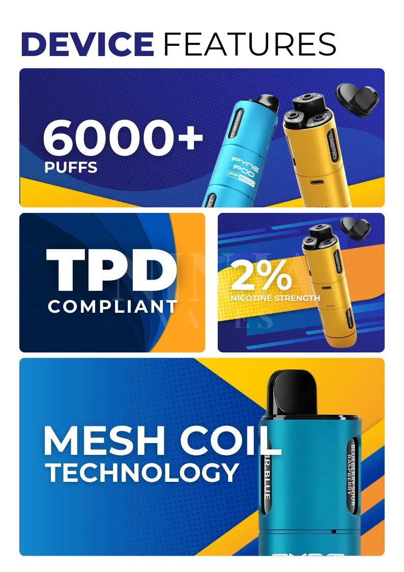 Product Details of PYNE POD 6-in-1 6000 Puffs Vape Kit