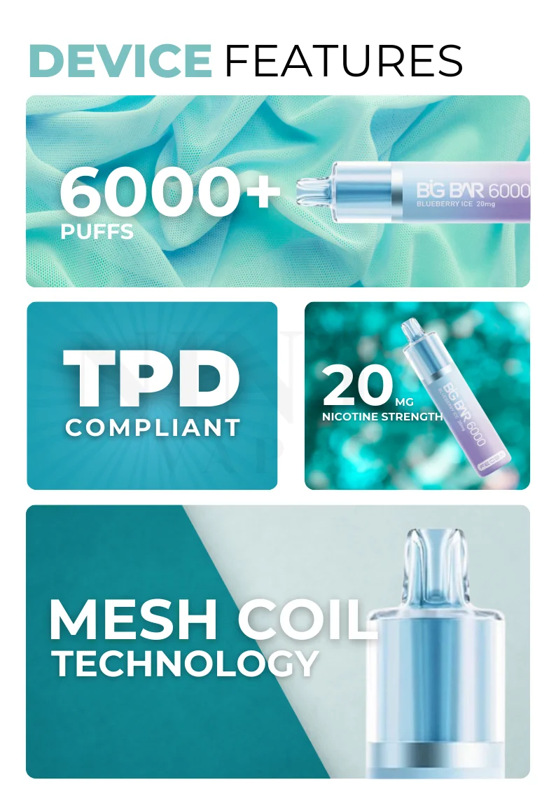 Feoba Big Bar 6000 Puffs Disposable Vape Specifications